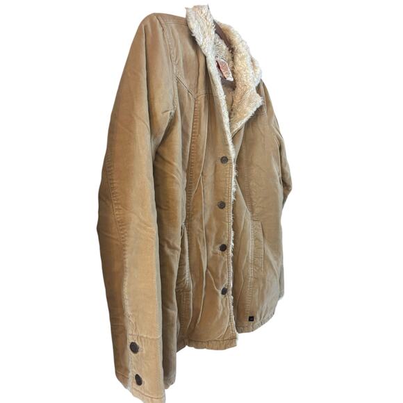 Abercrombie & Fitch Womens Camel Color Velvet Sherpa Jacket Size L Faux Fur Y2K - Picture 2 of 6